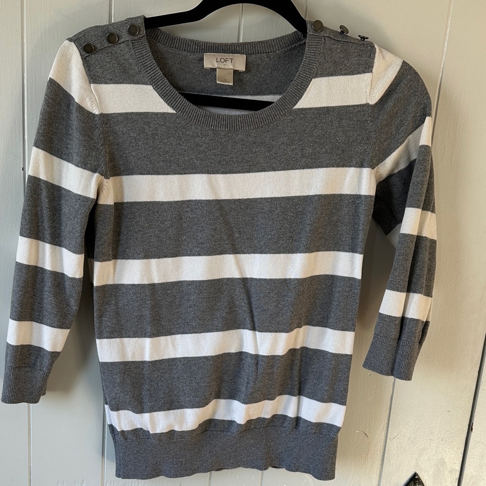 LOFT grey and white sweater